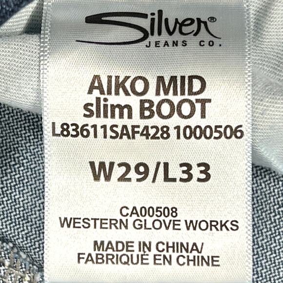Silver Aiko Slim Bootcut Jeans Sz 29" Dark Wash Stretch Denim Western Rodeo - Picture 3 of 13